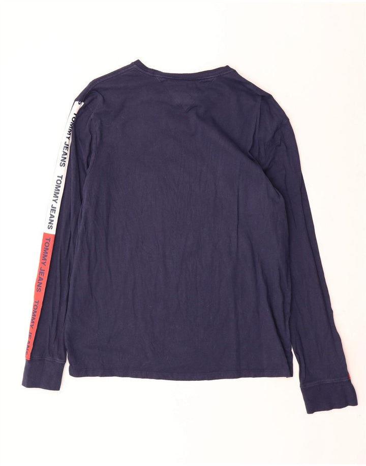 Tommy Hilfiger Mens Graphic Top Long Sleeve Large Navy Blue Colourblock