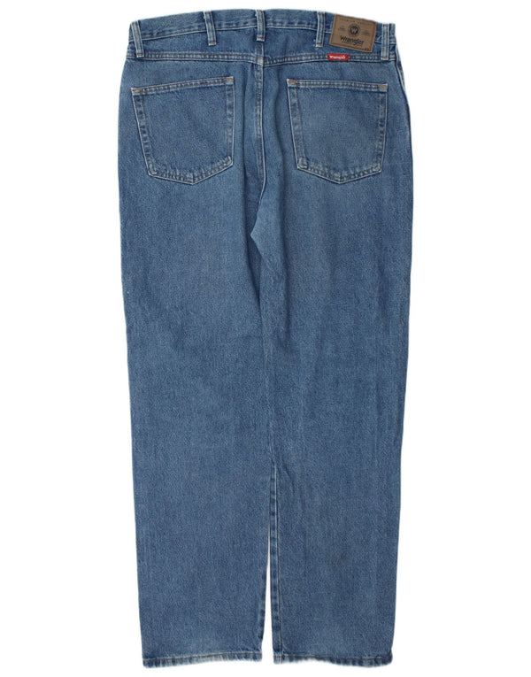 Wrangler Mens Distressed Regular Fit Tapered Jeans W36 L32 Blue Cotton