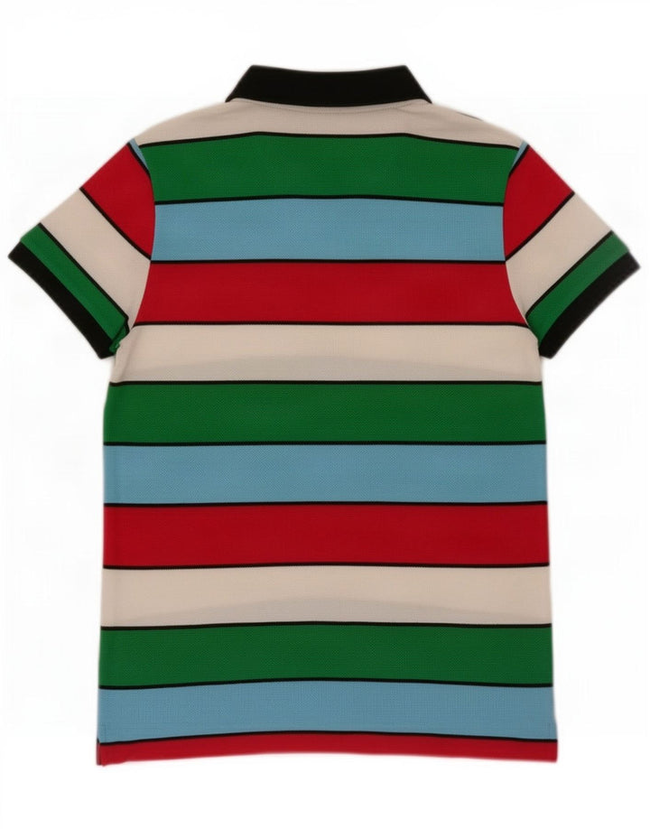 Lacoste Womens Polo Shirt EU 38 Medium Multicoloured Striped Cotton
