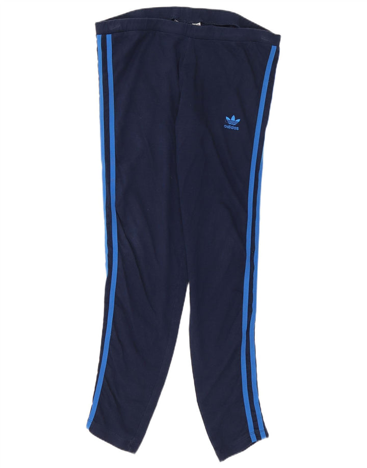 Adidas Womens Leggings UK 16 Large Navy Blue Cotton