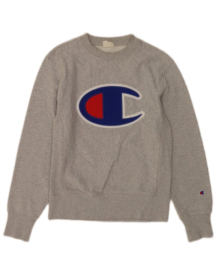 Champion Mens Graphic Sweatshirt Jumper Small Grey Flecked Cotton