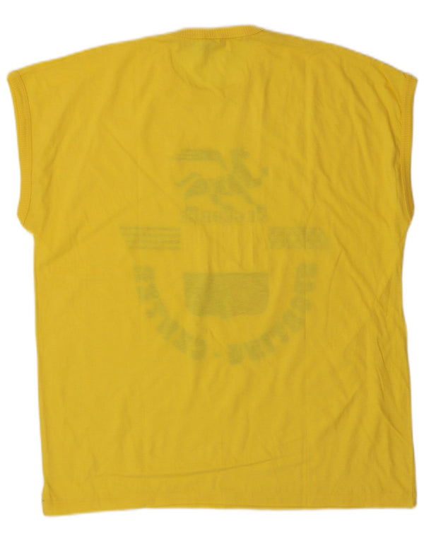 Vintage Mens Graphic T-Shirt Top Large Yellow Cotton