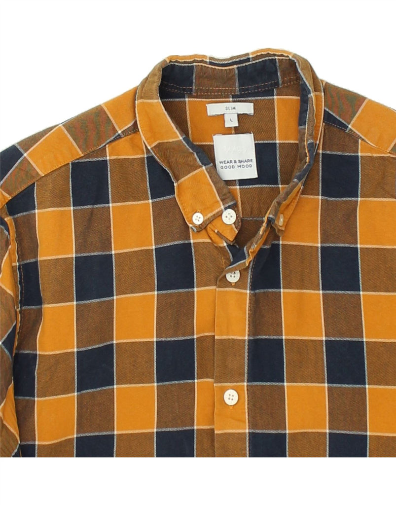 JULES Mens Slim Fit Shirt Large Yellow Check | Vintage Jules | Thrift | Second-Hand Jules | Used Clothing | Messina Hembry 