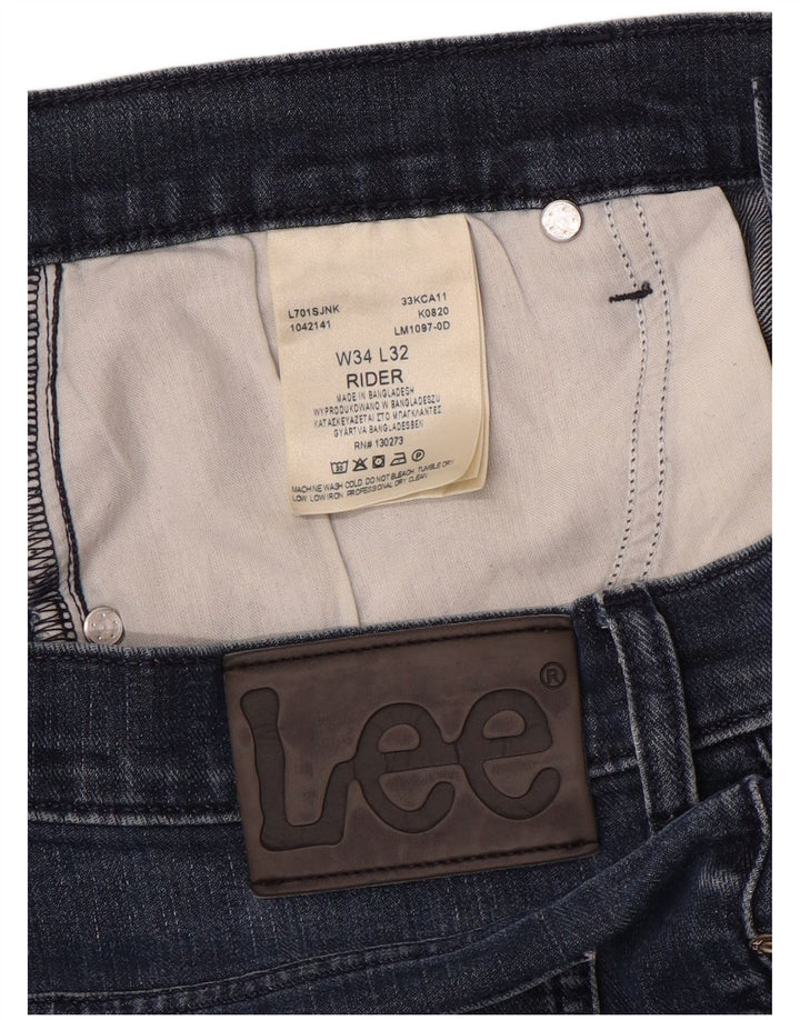 Lee Mens Rider Straight Jeans W34 L30 Blue Cotton