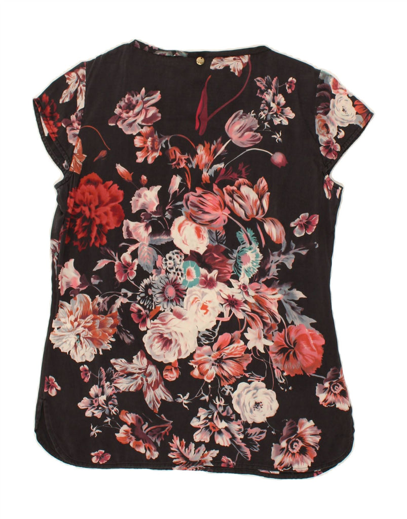 LIU JO Womens Blouse Top IT 42 Medium Black Floral Silk Vintage Liu Jo and Second-Hand Liu Jo from Messina Hembry 