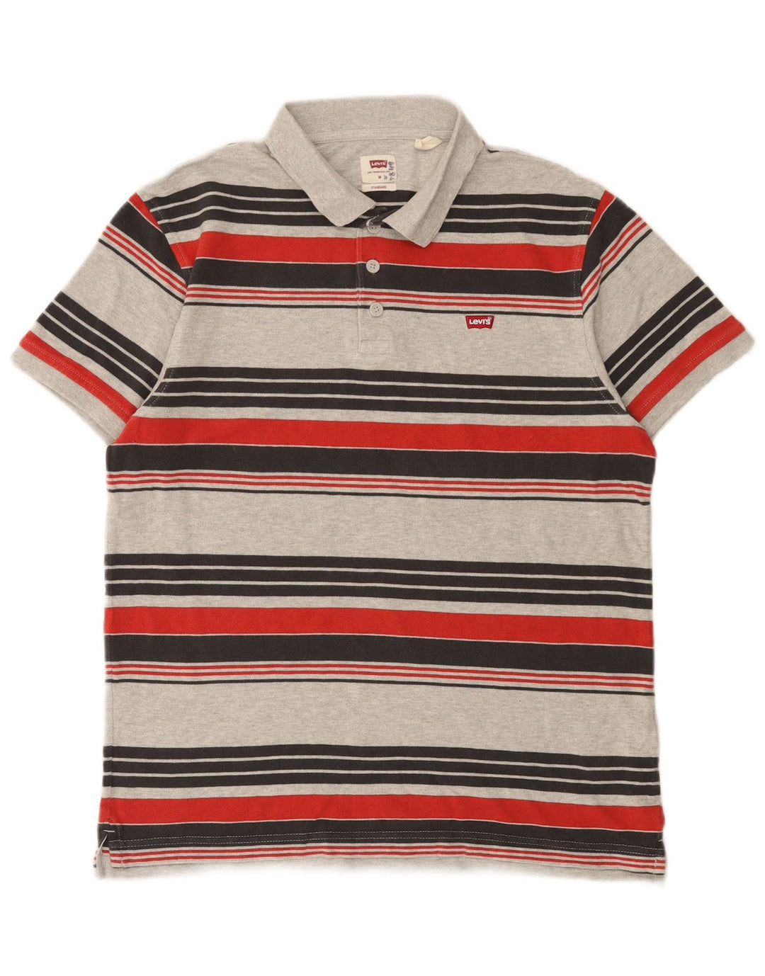 Levi's Mens Standard Polo Shirt Medium Grey Striped Cotton