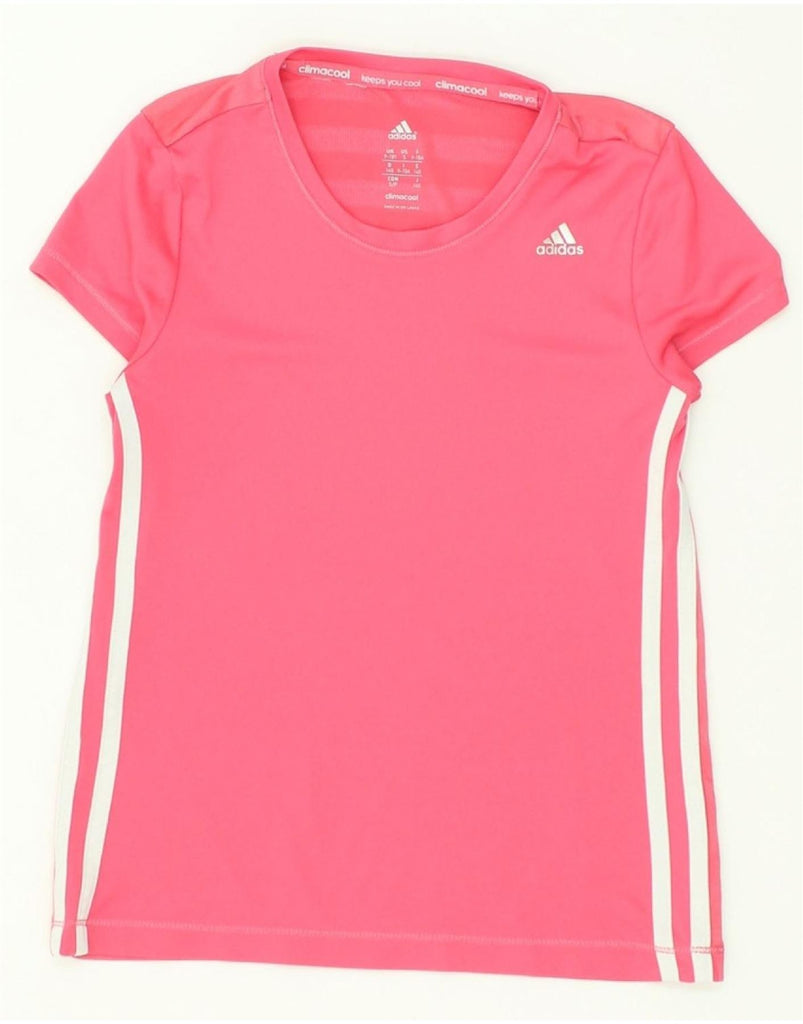 ADIDAS Girls Climacool T-Shirt Top 8-9 Years Pink Polyester | Vintage Adidas | Thrift | Second-Hand Adidas | Used Clothing | Messina Hembry 