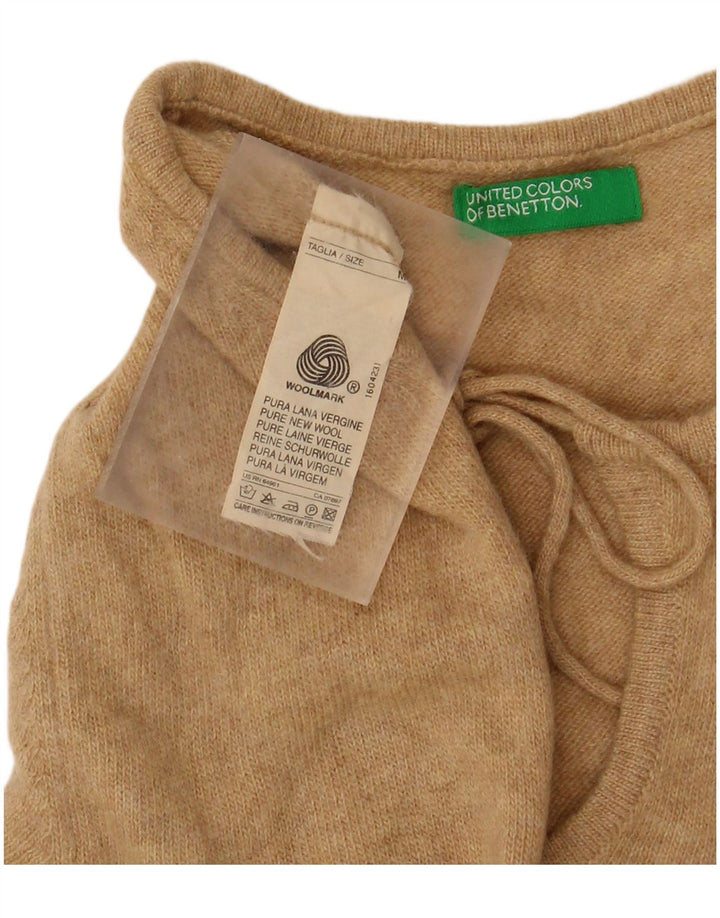BENETTON Womens Boat Neck Jumper Sweater UK 12 Medium Beige New Wool