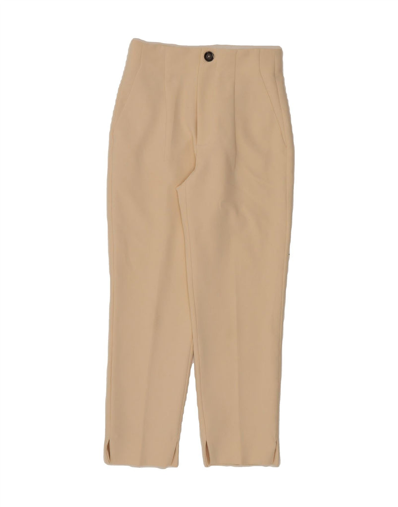 ZARA Womens Tapered Cropped Trousers EU 34 2XS W24 L24 Beige Vintage Zara and Second-Hand Zara from Messina Hembry 