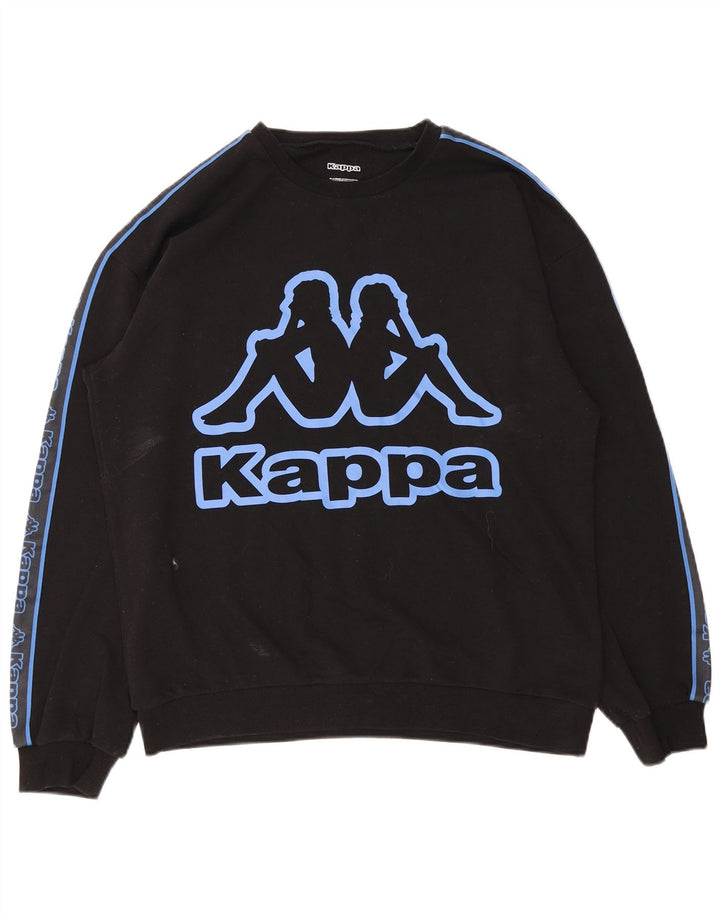 Kappa Mens Graphic Sweatshirt Jumper Large Black Cotton