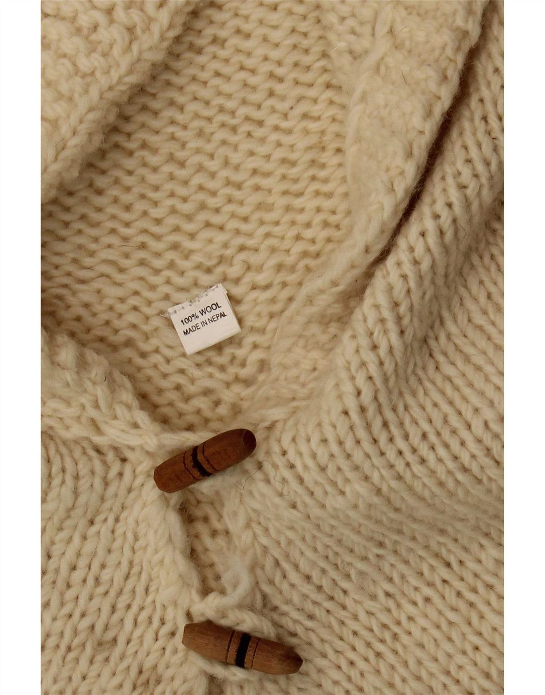 Vintage Womens Hooded Poncho Jumper One Size Off White Wool