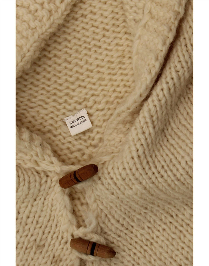 Vintage Womens Hooded Poncho Jumper One Size Off White Wool