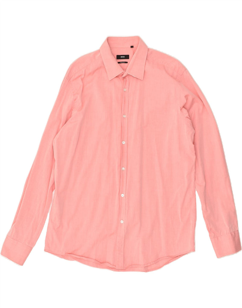 HUGO BOSS Mens Regular Fit Shirt Size 43 17 XL Pink Cotton Vintage Hugo Boss and Second-Hand Hugo Boss from Messina Hembry 