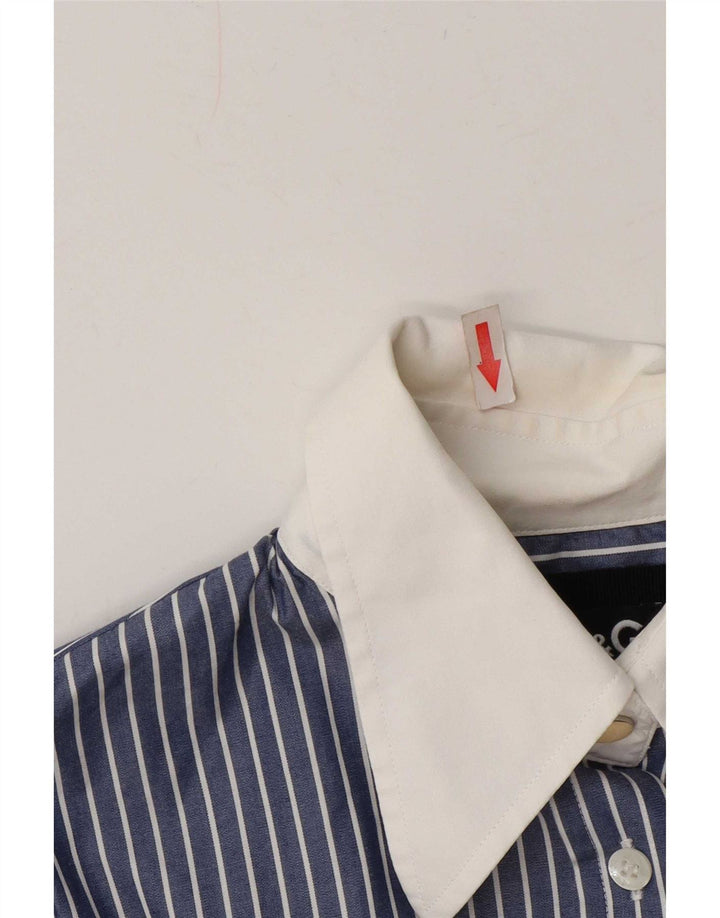 Dolce & Gabbana Womens Shirt Blouse IT 42 Medium Blue Pinstripe