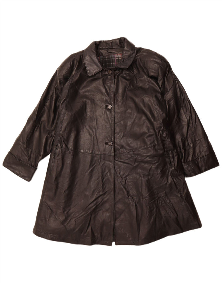 Vintage Womens Oversized Leather Coat IT 56 Large Black Leather