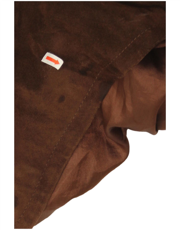 Vintage Womens Oversized Suede Overcoat IT 46 Large Brown Leather