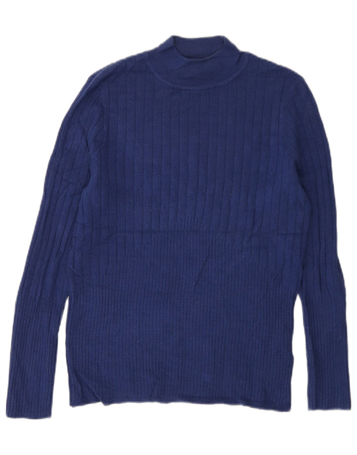 Marks & Spencer Womens Turtle Neck Jumper Sweater UK 14 Medium Blue