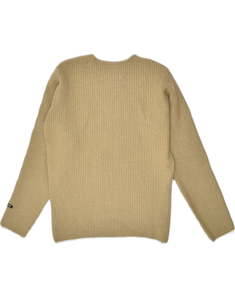 GUESS Womens Boat Neck Jumper Sweater UK 16 Large Beige Wool | Vintage Guess | Thrift | Second-Hand Guess | Used Clothing | Messina Hembry 