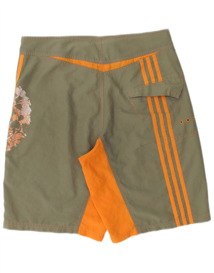 ADIDAS Mens Swimming Shorts Small Khaki Floral Polyester