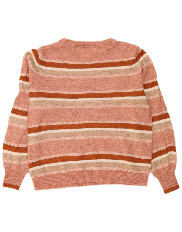 Fat Face Womens Boat Neck Jumper Sweater UK 12 Medium Pink Striped
