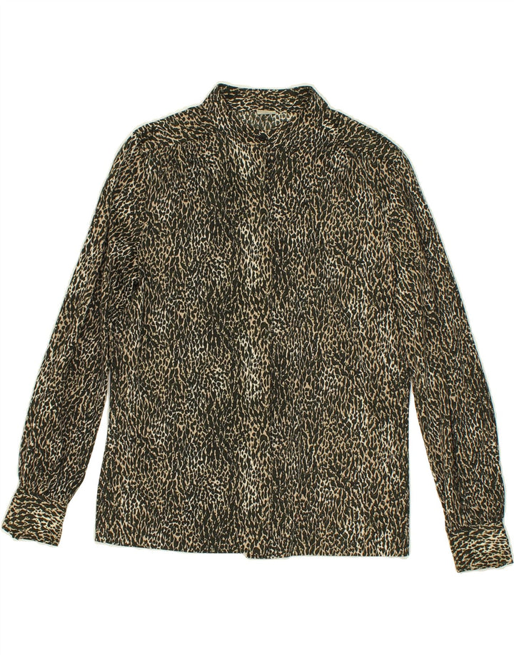 VINTAGE Womens Shirt Blouse IT 40 Small Brown Animal Print Polyester Vintage Vintage and Second-Hand Vintage from Messina Hembry 
