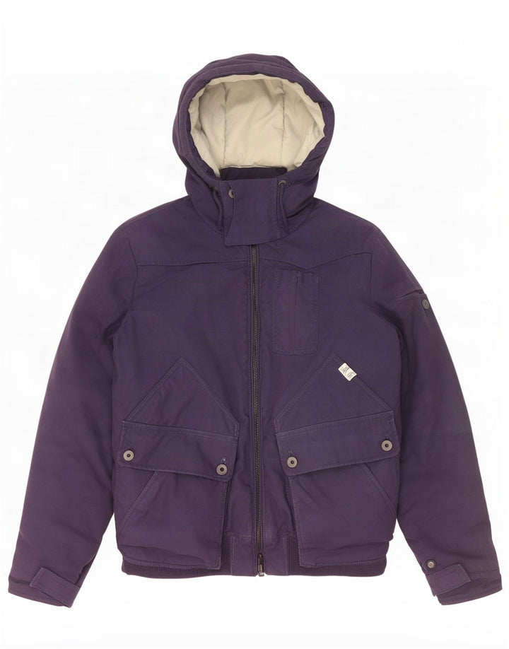 G-Star Mens Hooded Bomber Jacket UK 40 Large Navy Blue Polyester