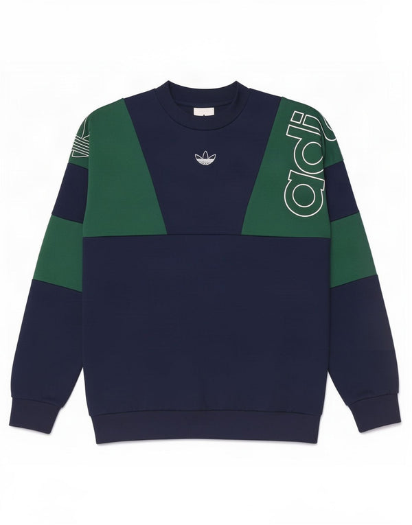 Adidas Mens Graphic Sweatshirt Jumper Small Navy Blue Colourblock Polyester
