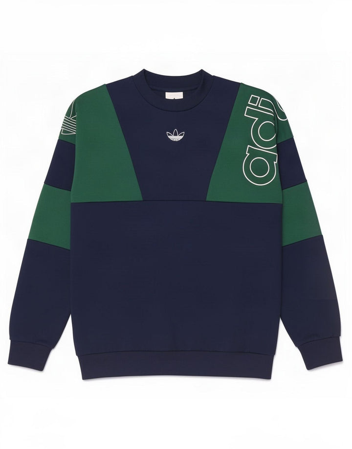 Adidas Mens Graphic Sweatshirt Jumper Small Navy Blue Colourblock Polyester