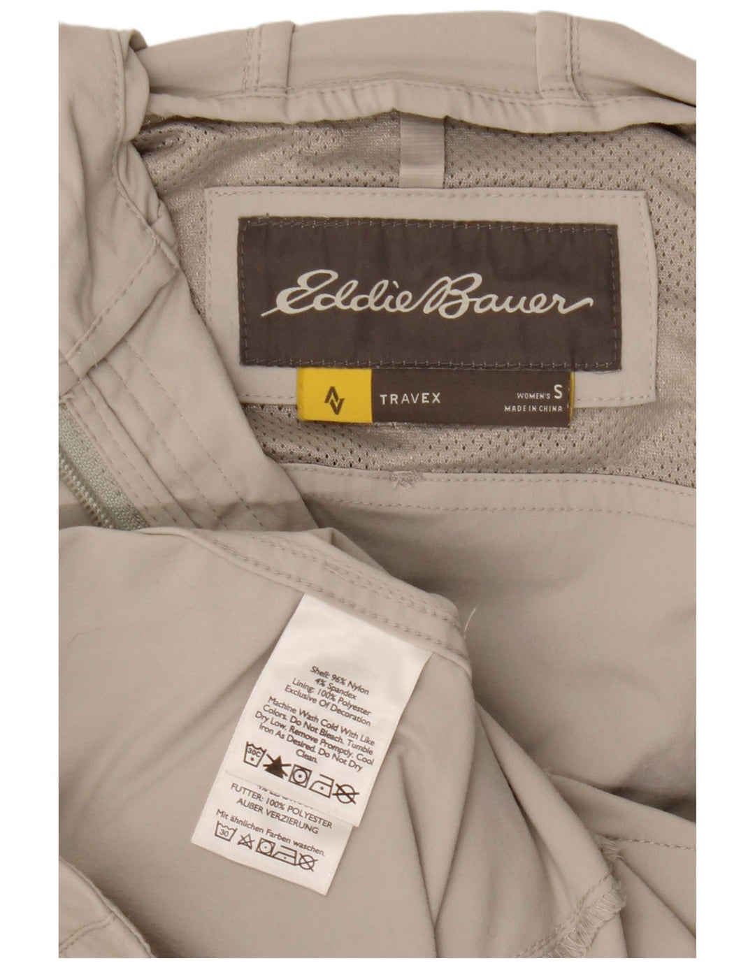 EDDIE BAUER Womens Hooded Utility Jacket UK 10 Small Beige Nylon