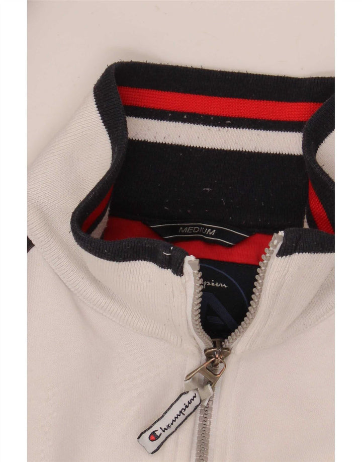 Champion Mens Tracksuit Top Jacket Medium White Colourblock Cotton