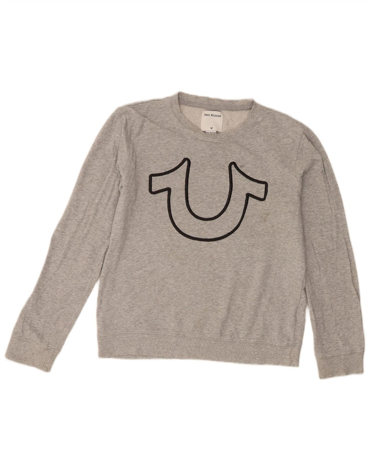 True Religion Boys Graphic Sweatshirt Jumper 13-14 Years Large Grey Cotton