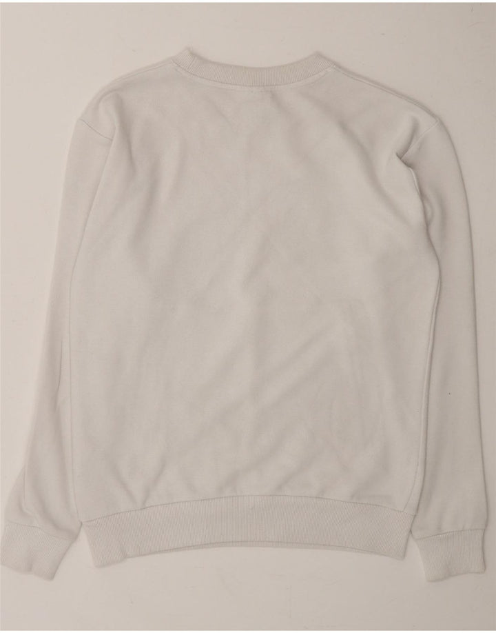 ELLESSE Womens Oversized Graphic Sweatshirt Jumper UK 6 XS White Cotton Vintage Ellesse and Second-Hand Ellesse from Messina Hembry 