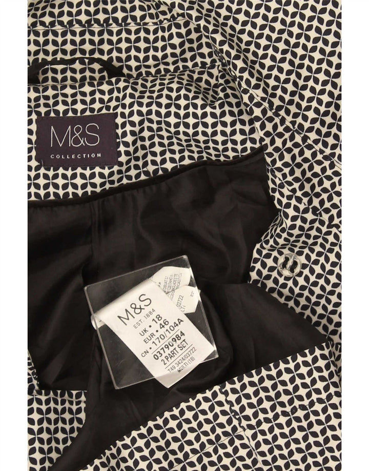 Marks & Spencer Womens Trench Coat UK 18 XL Black Geometric Polyester
