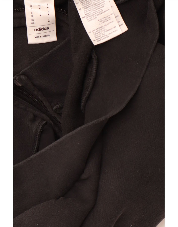 ADIDAS Mens Zip Hoodie Sweater Medium Black Cotton