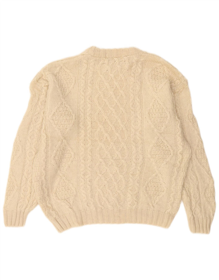 Marks & Spencer Mens Crew Neck Jumper Sweater 2XL Beige Wool