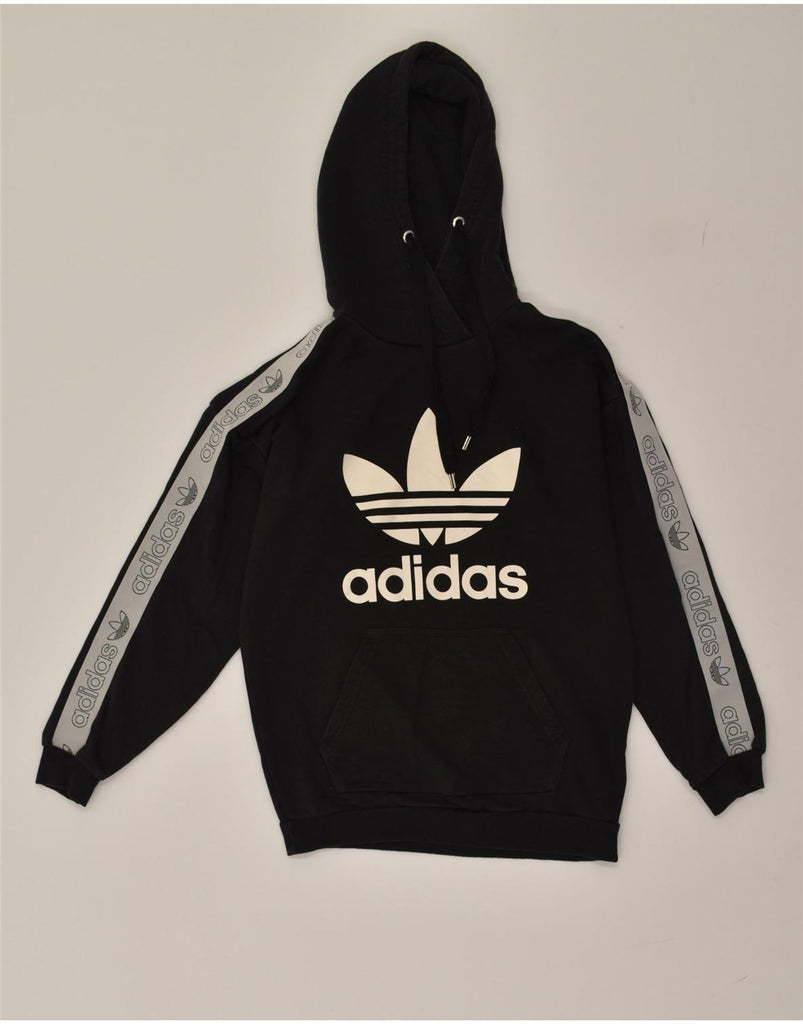 ADIDAS Womens Graphic Hoodie Jumper UK 10 Small  Black Cotton | Vintage Adidas | Thrift | Second-Hand Adidas | Used Clothing | Messina Hembry 