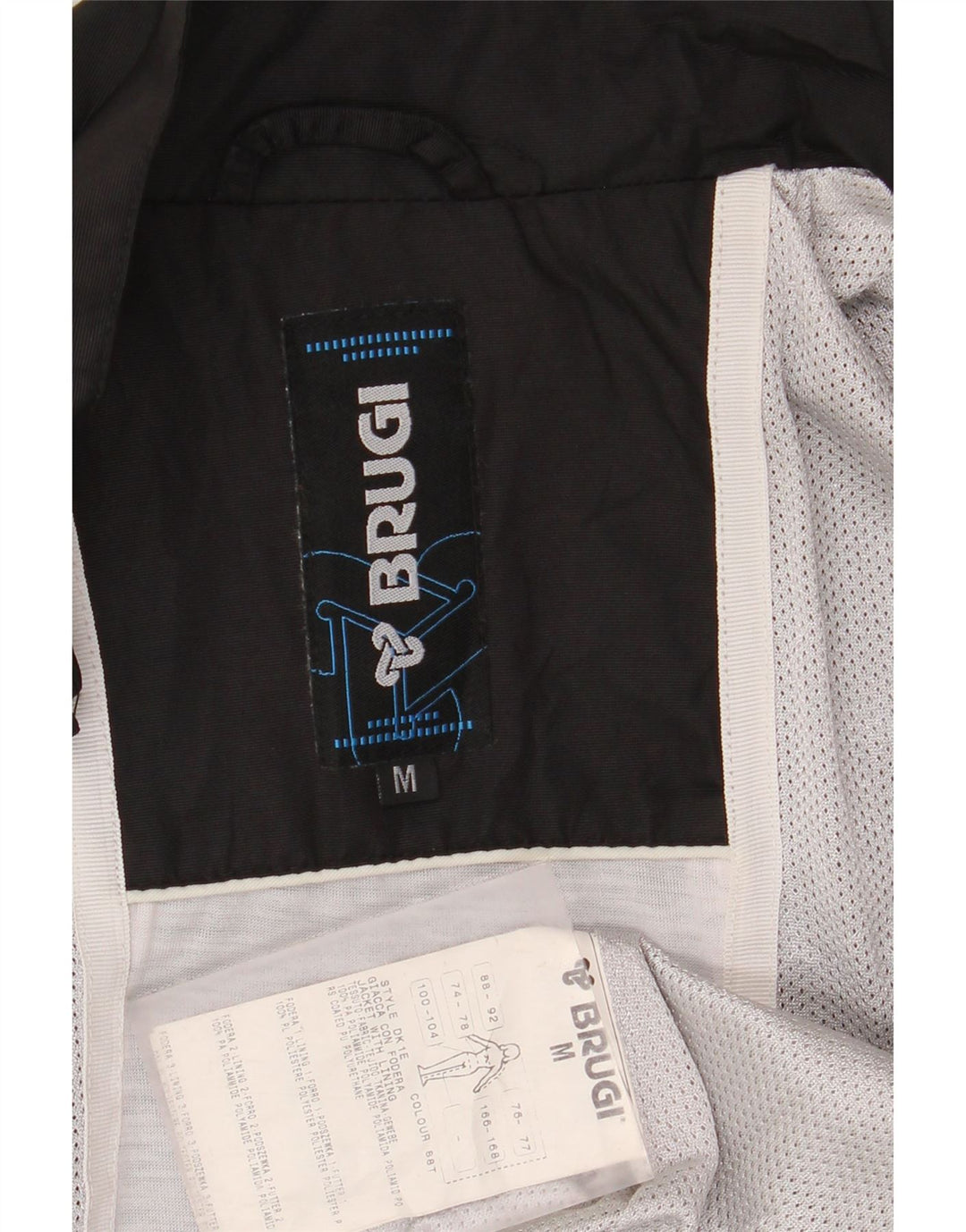 Brugi Mens Rain Jacket UK 38 Medium Black Colourblock Polyamide