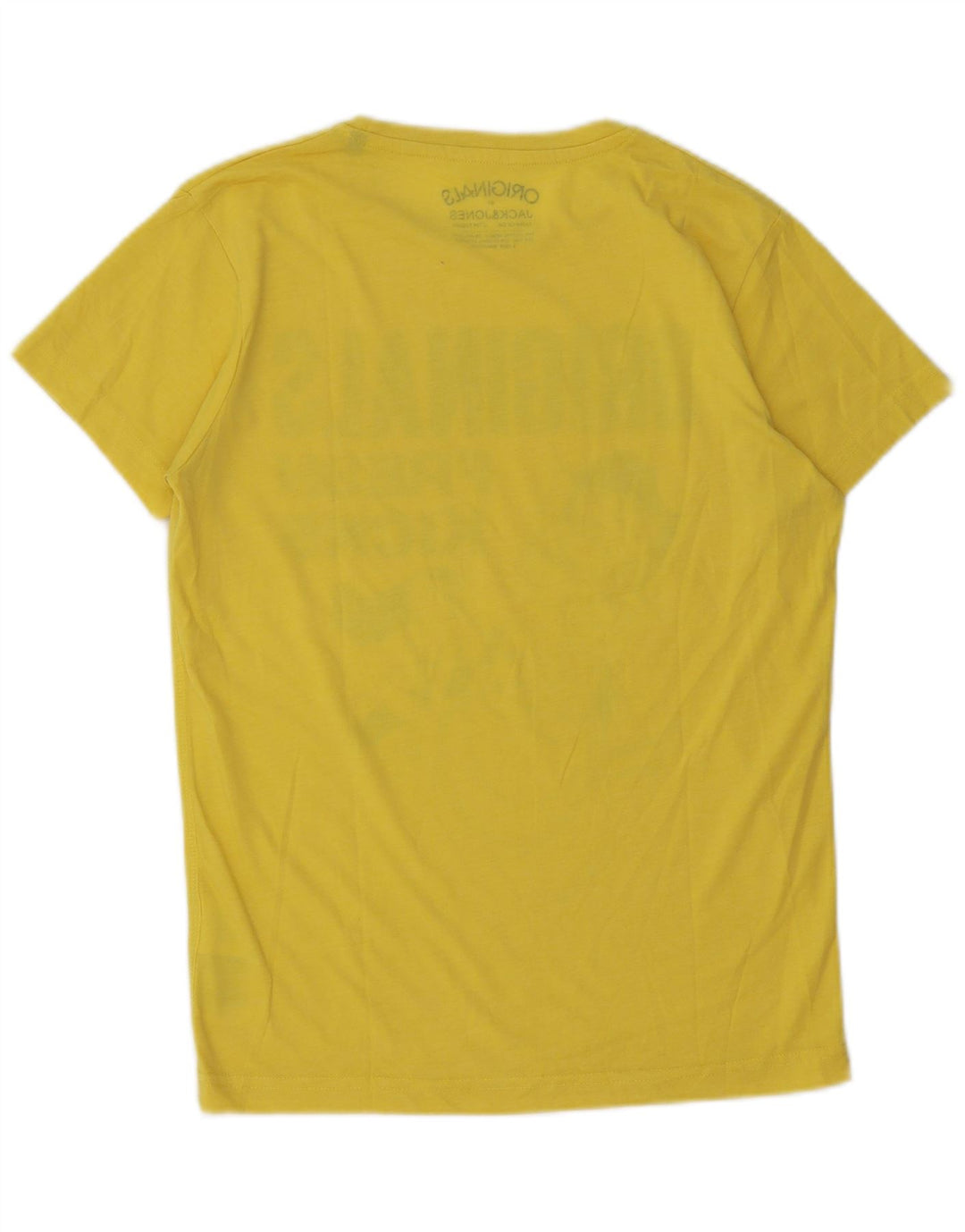 Jack & Jones Mens Graphic T-Shirt Top Small Yellow Cotton