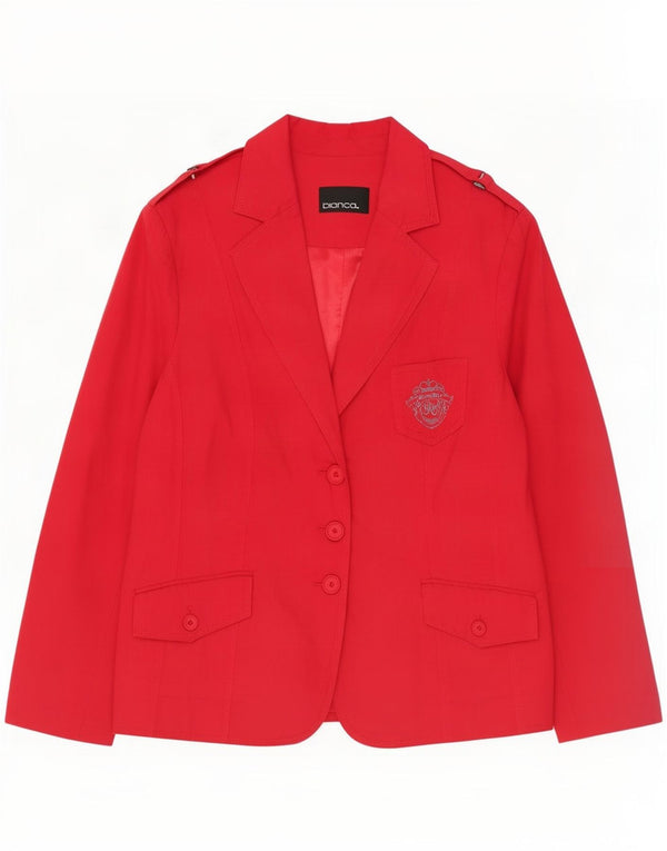 Bianca Womens Military 3 Button Blazer Jacket UK 18 XL Red Cotton