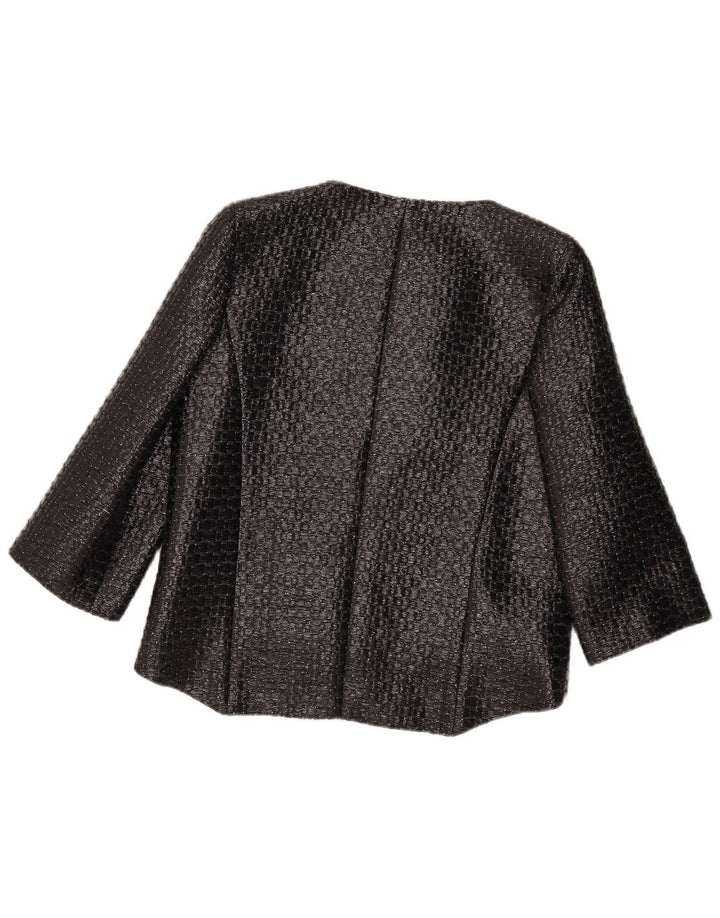 Vintage Womens 3/4 Sleeve Blazer Jacket UK 12 Medium Black Geometric