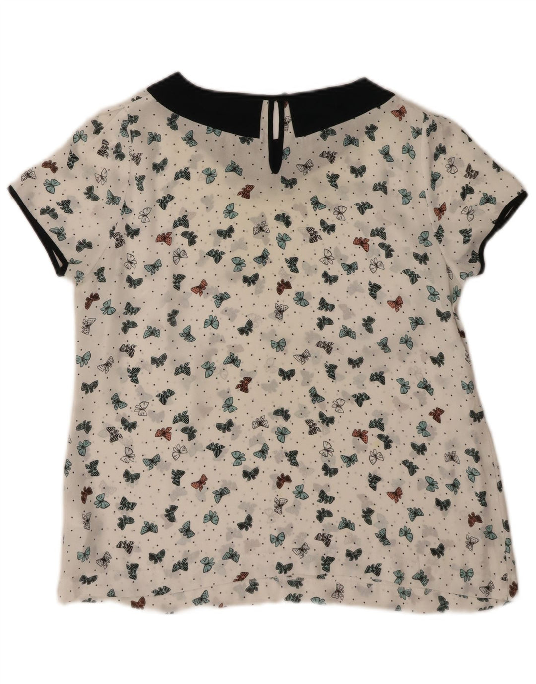 MARKS & SPENCER Womens Blouse Top UK 14 Large White Spotted Butterfly