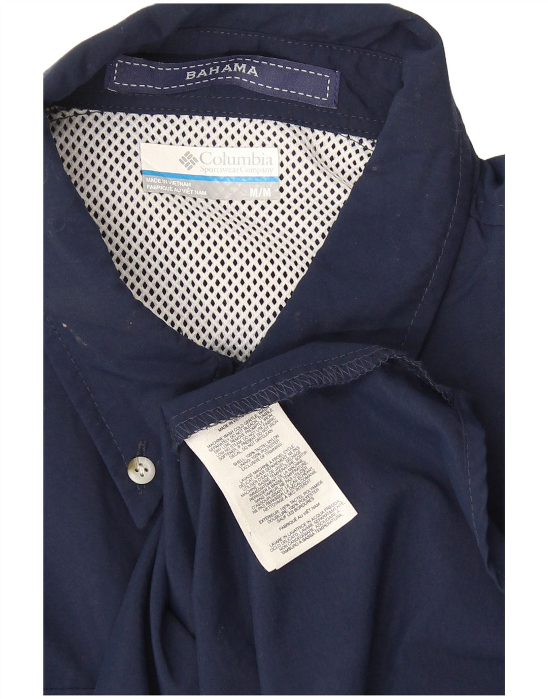 Columbia Mens Omni-Shade Shirt Medium Navy Blue Nylon