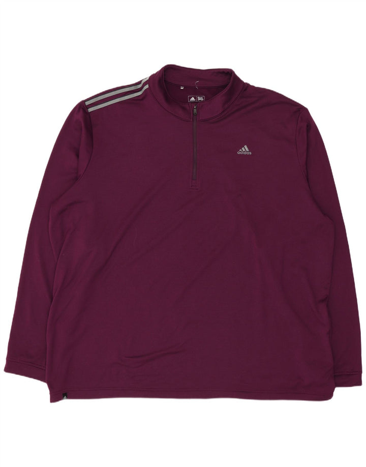 Adidas Mens Zip Neck Pullover Tracksuit Top 2XL Purple Polyester