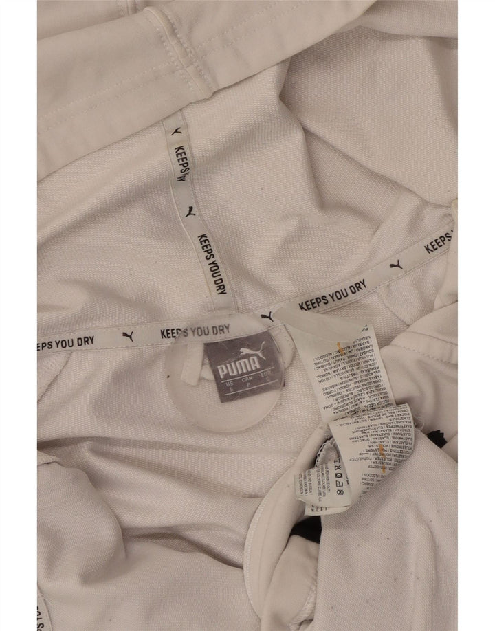 PUMA Womens Graphic Zip Hoodie Sweater UK 10 Small White Colourblock