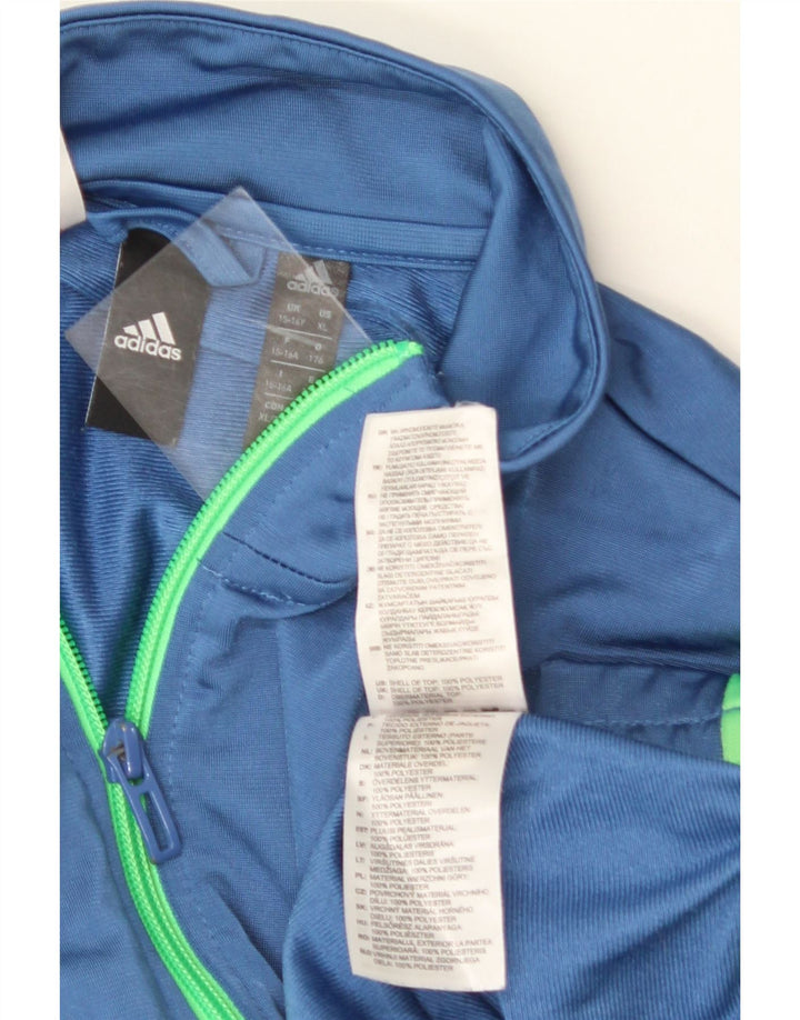 Adidas Boys Graphic Tracksuit Top Jacket 15-16 Years Blue Colourblock