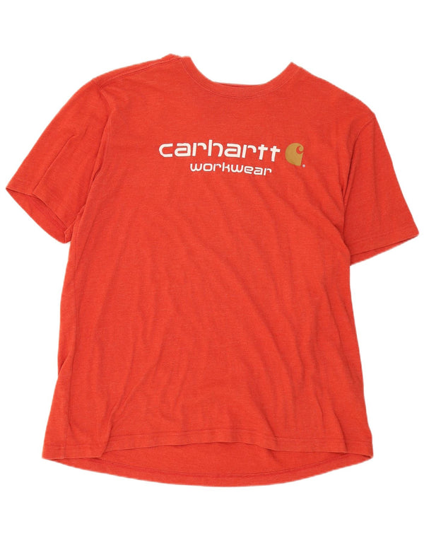 Carhartt Mens Relaxed Fit Graphic T-Shirt Top XL Orange Cotton