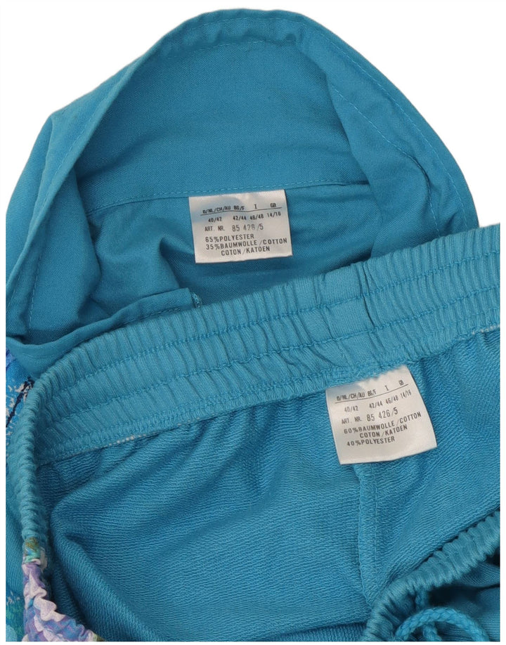 VINTAGE Womens Full Tracksuit UK 14/16 Large  Blue Floral Polyester