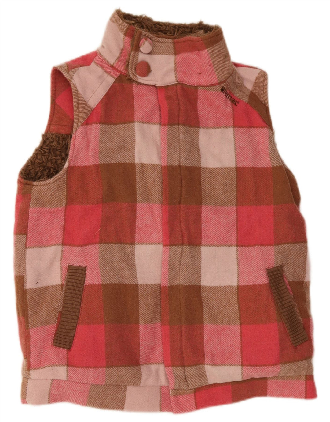 Animal Womens Reversible Gilet UK 14 Medium  Pink Check