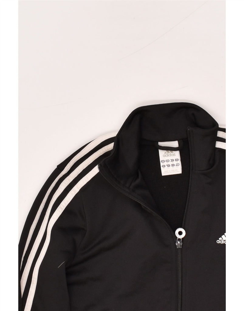 ADIDAS Womens Graphic Tracksuit Top Jacket UK 10 Small Black Polyester | Vintage Adidas | Thrift | Second-Hand Adidas | Used Clothing | Messina Hembry 