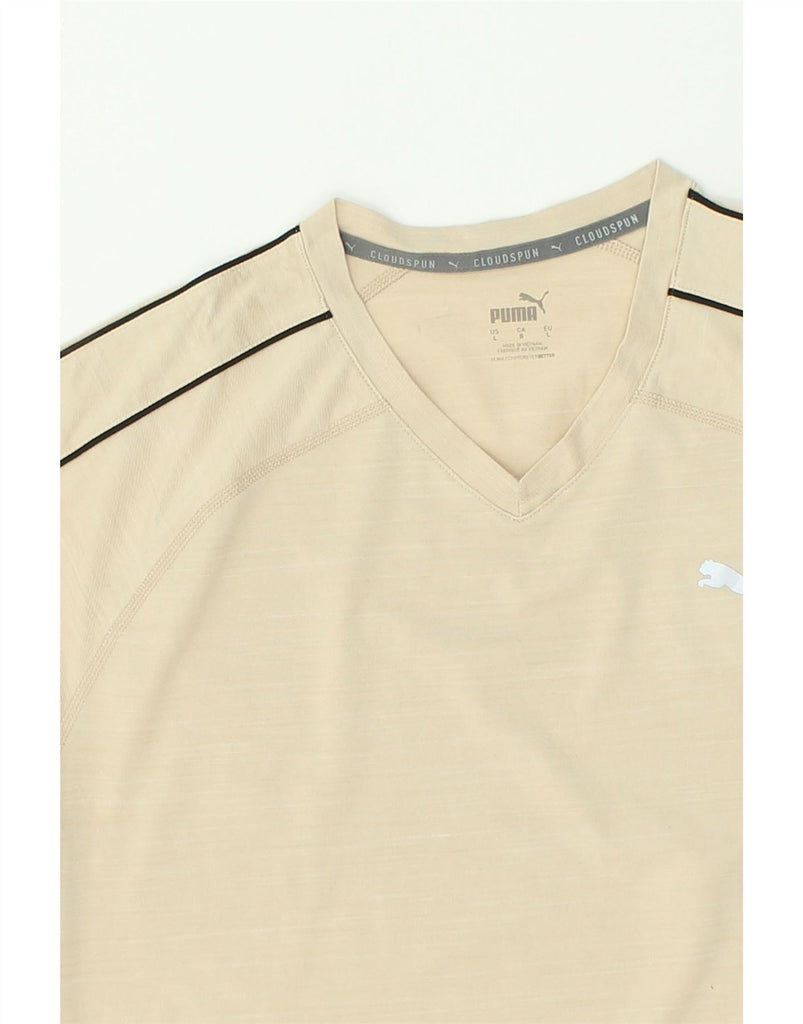 PUMA Mens T-Shirt Top Large Beige Polyester | Vintage Puma | Thrift | Second-Hand Puma | Used Clothing | Messina Hembry 